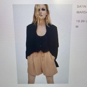 Zara Satin Effect Paperbag Shorts M